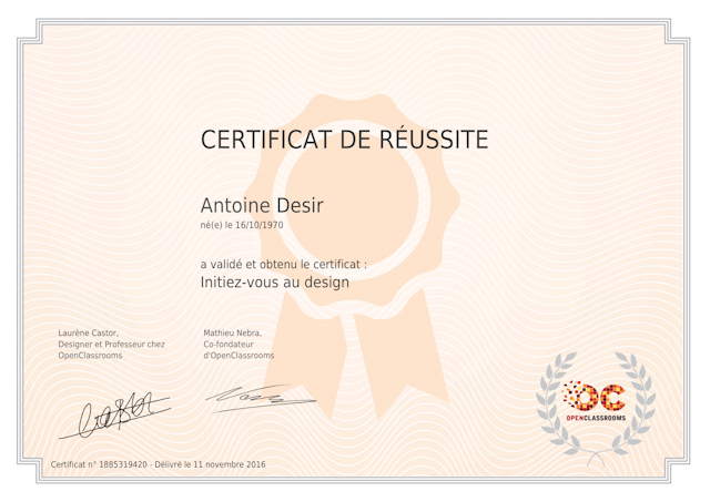 Certificat OpenClassrooms Design